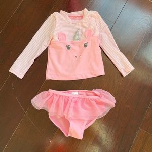 Girls Unicorn rash guard 2 piece